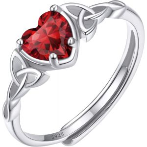 Tianyi-Bague Femme Argent Reglable,Anneau Fiançailles Ajustable Avec Pierre Coeur Et Celtique,Bijoux Brillant Cadeau Femme Pour Noel Anniversaire - Neuf