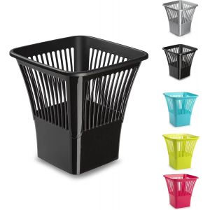 Corbeille &Agrave; Papier Carr&eacute;e Ouverte 10 L - Pour La Cuisine, Le Bureau - Noire - Carr&eacute;e - 10 L - Neuf