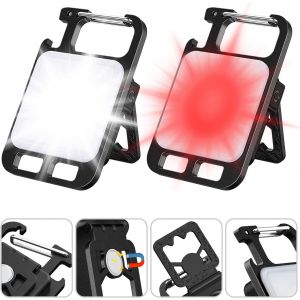 Lampe De Travail Portative De Led De 2 Pièces, Lampe De Poche Porte-Clés Rechargeable Par Usbc De 1000 Lumens Pour Les Réparations De Camping D'urgence - Neuf
