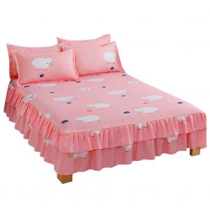 Hjlian Parure De Lit 3 Pieces Avec Jupe De Lit Plissee Et Volantee, Drap, Taies D'oreiller Et Housse De Couette Respirante (Lit De 1,5 M) - Neuf