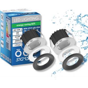 Eryi-, Mini Spot Led 3w Pour Extérieur Dimmable, Ip54 Résistant Aux Éclaboussures, 300lm, Blanc Neutre 4000k, Spot Encastrable 220v / 230v Ac, Driver Non Requis, 2 Pièces (1 Boîte De 2) - Neuf