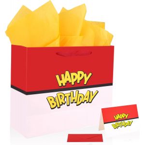 Ensemble De Sacs Cadeaux Pour Fête D'anniversaire Thème Dessin Animé Rouge Et Blanc Sac Cadeau Papier D'emballage Carte V?Ux Enveloppe Décoration De Fête D'anniversaire Pour Enfants - Neuf