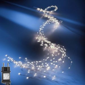 Guirlande Lumineuse Sapin No&euml;l 2M 200 LED Lumi&egrave;res de No&euml;l avec Transformateur, Timer, 8 Modes Lumineux Cascade &Eacute;tanche Guirlande de Noel Lumineuse pour Interieur Exterieur D&eacute;coration - Blanc - Neuf