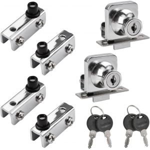 Lot de 2 charni&egrave;res de porte en verre sans cadre avec serrure de porte unique r&eacute;glable, kit de rechange pour porte en verre de 3 &agrave; 6 mm - Neuf