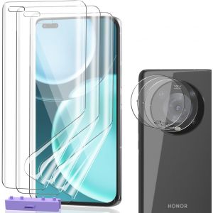 JGD-Protection d'&eacute;cran pour Honor Magic 4 Pro, Protecteur d'&eacute;cran Flexible Film 3 Pi&egrave;ces et Verre Tremp&eacute; Protection d'objectif 3 Pi&egrave;ces. Anti-Rayure Haute d&eacute;finition Protection pour Magic 4 Pro - Neuf