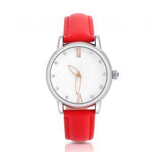 Montre Analogique A Quartz Etanche Pour Femme Avec Bracelet En Cuir (Bracelet Rose Et Rouge) - Neuf