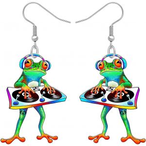 Kal-Acrylique Dessin Animé Grenouille Skateboard Boucles D'oreilles Pendentif Grand Long Bijoux Animaux De Mode Pour Femmes Filles Ados Charms - Neuf