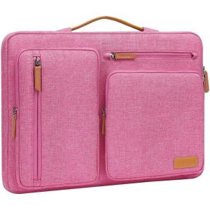 Housse 360&deg; Pour Ordinateur Portable 15 Pouces, Compatible Avec Macbook Air M4 M3 M2 2025-2023, Computer Notebook, Sac Ouvert Lat&eacute;rale Avec 4 Poches Zipp&eacute;es&Poign&eacute;e,Rose Rouge[ZHB2214] - Neuf