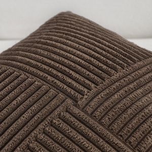 Tianyi-Lot De 2 Boho Housse De Coussin 45x45 Brun Fonc&eacute;,&Agrave; Motif Crois&eacute; Decoration Housses De Coussin En Velours C&ocirc;tel&eacute;,Douillet Taie D'oreiller Housse Coussin Moderne Pour Canap&eacute; Chambre Chaise Lit - Neuf