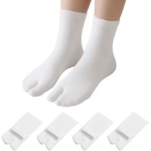 Jgd-Lot De 4 Paires De Chaussettes Japonaises Tabi Pour Tongs, Chaussettes En Coton &Eacute;lastique &Agrave; Bout Fendu Pour Homme Et Femme Geta Samurai - Neuf