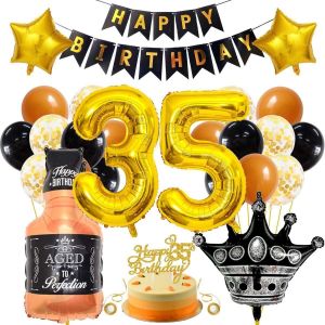 Sjzg-35e Anniversaire D&eacute;coration Homme Femme Noir Or F&ecirc;te D&eacute;coration 35e Anniversaire Homme Femme D&eacute;coration 35e Anniversaire Homme D&eacute;coration Anniversaire 35 Homme D&eacute;coration D'anniversaire 35 - Neuf