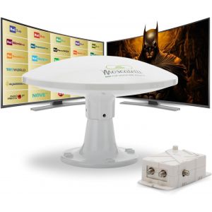 VornixorSarlshop-MOSCATELLI Antenne Omnidirectionnelle Terrestre TNT HD - DVB-T/T2 &iquest; Dab &iquest; 12/24/220 V &iquest; Kit Complet avec C&acirc;bles et Puissant Amplificateur pour Camping Car, Caravane, Fourgon, Camion, - Neuf
