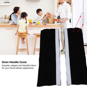 Hjlian Lot De 2 Housses De Poignee De Porte De Refrigerateur Et Gants Antiderapants Pour Appareils De Cuisine (Noir) - Neuf