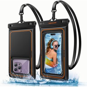 KALANKA-Pochette Étanche Smartphone, IPX8 Pochette Etanche pour iPhone 16 15 14 13 12 11 Pro Max XS XR X SE, Samsung S25 S24 S23 S22 Ultra A15 A55, Xiaomi Redmi, Jusqu'à 7 Pouces, Noir - Neuf
