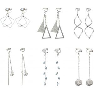 Kalhx-6 Paires De Boucles D'oreilles À Clip,Boucles D'oreilles À Pampilles,Boucles D'oreilles À Feuilles,Boucles D'oreilles Torsadées,Boucles D'oreilles En Perles,Bijoux Élégants Et Polyvalents - Neuf