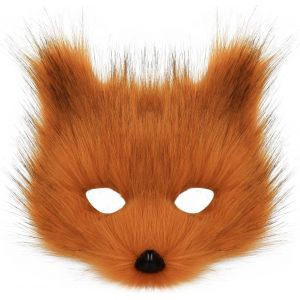 Masque Animal Renard Loup Halloween F&ecirc;te Cosplay Costumes Accessoires Peluche Chat Demi-Visage Masque Carnaval No&euml;l Mascarade.[J271] - Neuf