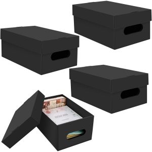 Lot De 4 Bo&icirc;te De Rangement Pour Photos 10,2 X 15,2 Cm, Album Photo, Bo&icirc;te &Agrave; Souvenirs Portables Avec Couvercle, Organ Ur De Photos En Carton Pour Artisanat, Photos, Scrapbooking(Noir)[L322] - Neuf
