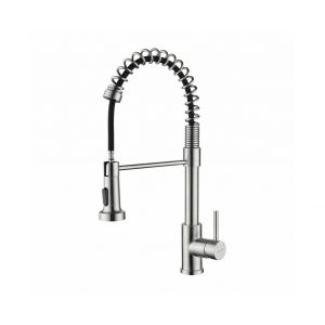 Robinet mitigeur de cuisine extractible pivotant &agrave; 360&deg; en nickel bross&eacute; - Neuf