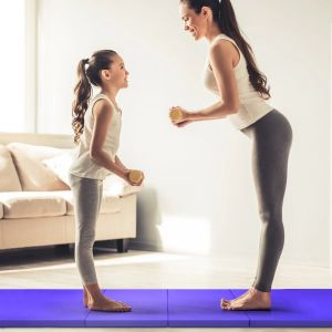 Tapis De Gymnastique Pliable 300 X 116 X 5 Cm Confort Optimal Pour Yoga Et Fitness En Mousse Epe Et Cuir Pu Violet Helloshop26 20_0020766 - Neuf