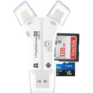 USB3.0 iPhone SD Card Reader Trail Camera Viewer Up to 100MB/S Read,Portable Memory Card Reader for Hunting Season Support SD/TF for iPhone/Android/Mac/Camera.[J10] - Neuf