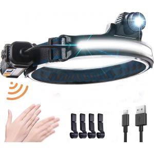 Eryi-Lampe Frontale Led Rechargeable, Usb Xpg + Cob 10 000 Lumens, Lampe Frontale Avec Capteur Ipx6, Étanche À 270 °, Avec 7 Modes, Pour La Course À Pied, Le Cyclisme, Le Camping, La Randonnée (1) - Neuf
