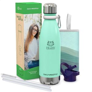 Gourde Isotherme En Acier Inoxydable 500 Ml. Bouteille Isotherme Pour Boissons Chaudes Et Froides. Bouteille D'eau À Double Paroi & Sans Bpa. Ètui En Néoprene + Mousqueton. - Neuf
