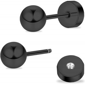 Kal-Boucles D'oreilles En Titane Pour Femme - Boules Plates - Hypoallergéniques - Pour Oreilles Sensibles - 6 Mm - Idéales Pour Hélix, Tragus, Cartilage - Neuf