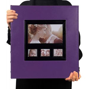 MAA-Album photo pour 600 photos de 10,2 x 15,2 cm, grande capacité, couverture en cuir, pages noires, photos horizontales et verticales, cadeau d'anniversaire, violet - Neuf