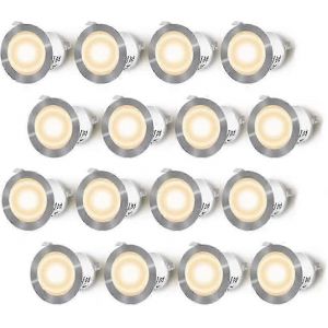 Lot De 16 Spots Led Encastrables Pour Terrasse En Bois, Étanches Ip67, Spots Extérieurs Encastrables, 0,6 W Dc12 V, Lumière Blanc Chaud, Mini Kit Lampe Pour Terrasse - Neuf