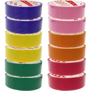 TEPPD-Ruban Adhésif de Décompression 12 Rouleaux de Ruban Adhésif de Boule de Couleur Bricolage Jouets Colorés Arc-en-Ciel Bande Adhésive - Neuf