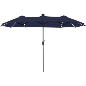 Ulteronixshop-Parasol De Jardin Ext&eacute;rieur,2x3,8m Parasol Double Face Rectangulaire Avec Led Lampe Et Manivelle,Protection Solaire Pour Terrasse, R&eacute;sistant &Agrave; L'eau,Anti Au Vent - Neuf