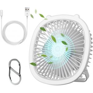 KALANKA-Ventilateur Portable, Ventilateur Silencieux, Trois Pitesses de Vent, Avec Changement de Lumière Progressif Mini Ventilateur pour camping, bureau,maison - Neuf