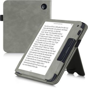 Guop-Étui Pour Liseuse Électronique Compatible Avec Tolino Vision 6 - Housse Rabat Liseuse En Simili Cuir - Gris - Neuf