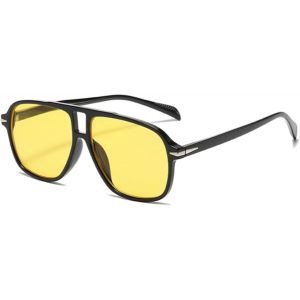 Fdjhy-Retro Rechthoekige Zonnebril Voor Vrouwen Mannen Vintage Vierkante Dubbele Brug Uv400 Zonnebril 70 S - Neuf