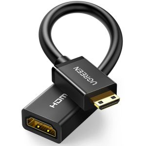 Adaptateur Mini HDMI vers HDMI 4K 60Hz Câble Mâle vers Femelle 18Gpbs 3D Ethernet Arc Compatible avec Tablette Raspberry Pi Zero Canon EOS 700D Nikon D5300 HDTV 4K Projecteur (20CM) - Neuf