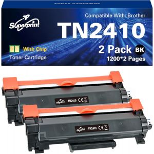 ERYI-Lot De 2 Cartouches D'Encre Tn2410 - Noir - Avec Puce - Compatible Avec Brother Hl-L2350Dn Hl-L2370Dn Dcp-L2510D Dcp-L2530Dw Mfc-L2710Dn Mfc-L2750Dw Tn-2420 Tn-2410 - Neuf