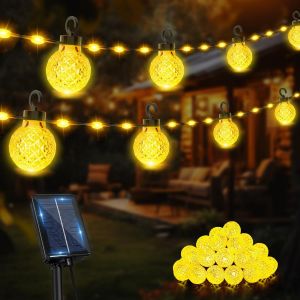 Bhhbb-Guirlande Lumineuse Exterieure,12m 100 Led Guirlande Solaire Exterieur,8 Modes Ip65 Étanche, Guirlande Lumineuse Solaire, Lumiere Solaire Exterieur,Guirlande Solaire Pour Jardin, Terrasse, Balc - Neuf