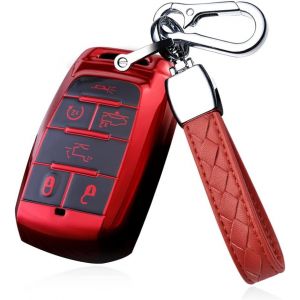 KALANKA-Coque de Protection Intelligente en Silicone pour clé de Voiture Dodge RAM 1500 RAM1500 RAM2500 TRX pour Chrysler Couve pour Jeep Grand boîtier de clé Rouge 6 Touches - Neuf