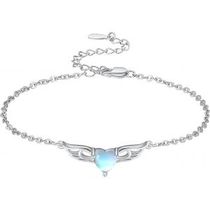 Bracelet Ailes D'ange Bracelet Ailes En Argent Sterling 925 Bracelet Pierre De Lune Pour Femme Et Fille - Neuf