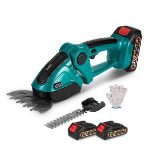 Taille-haie &eacute;lectrique 2 en 1, 21V longueur de coupe 220 mm, Largeur de coupe 60mm, Avec 2 x batteries et chargeur - Neuf