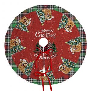 Jupe de sapin de No&euml;l 120 cm avec flocons de neige blancs, fourrure et toile de jute - D&eacute;coration festive pour l'int&eacute;rieur et l'ext&eacute;rieur - Neuf