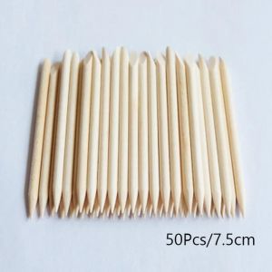 Ore-Lurayee ¿ Poussoir À Cuticules Pour Ongles,Bâtons En Bois Orange,Dissolvant De Manucure,Design En Bois,Vernis À Ongles Gel,Bâton De Dessin Pour Nail Art-50pcs 7.5cm- - Neuf