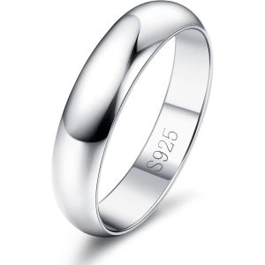 Bague Argent Sterling 925 Pour Femme Homme Anneau Mariage Alliance Classique Simple Bague Fian&ccedil;ailles Pouce Fine Polished Bijou Minimaliste Cadeau Anniversaire De Mariage 52-65 2/4mm - Neuf