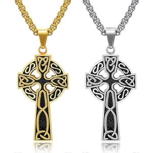 Domineering Nouvelle Arrivée Titane Acier Celtique Titane Acier Collier Croix Pendentif Européen Et Américain Style Croix Pour Hommes - Neuf