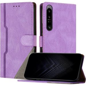 Kal-Étui Pour Sony Xperia 1 Iv, Housse En Cuir Pu Avec [Protection Antichoc Tpu] [Fonction Support] [Porte-Cartes ] Antichoc Magnétique Coque Pour Xperia 1 Iv - Violet - Neuf