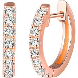 Kal-Boucles D'oreilles Cr&eacute;oles En Argent 925 Pour Femme - 14 Mm - Grandes Boucles D'oreilles En Zircone - Cadeau Pour Femme, Petite Amie, Femme, Adolescente, Anniversaire, F&ecirc;te Des M&egrave;res, Mariage, - Neuf