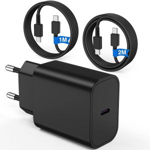 Kal-Chargeur Rapide Type C, 45w Samsung Chargeur Rapide Et 1m+2m 60w Câble De Charge Rapide, Usb C Câble Pour Samsung Galaxy S25 Ultra/S25/S25+/S24+/S24 Ultra/S24/S24+/S23 Ultra/S22 Ultra/S21/S20 - Neuf