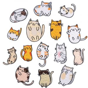 15 Pièces De Patchs En Tissu Brodés De Chat De Dessin Animé - Neuf