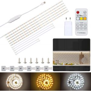 Ruban Led Blanc Froid 3m, Avec T&eacute;l&eacute;commande Et Prise, 180 Leds 3000k-6000k, Kit D'&eacute;clairage &Agrave; Intensit&eacute; Variable Sous Armoire Pour Escalier, Placard, Cuisine, &Eacute;tag&egrave;re - Neuf