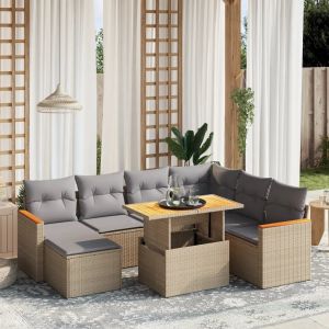 Prolenta Premium - Salon De Jardin Avec Coussins 8 Pcs Beige R&eacute;sine Tress&eacute;e - Neuf